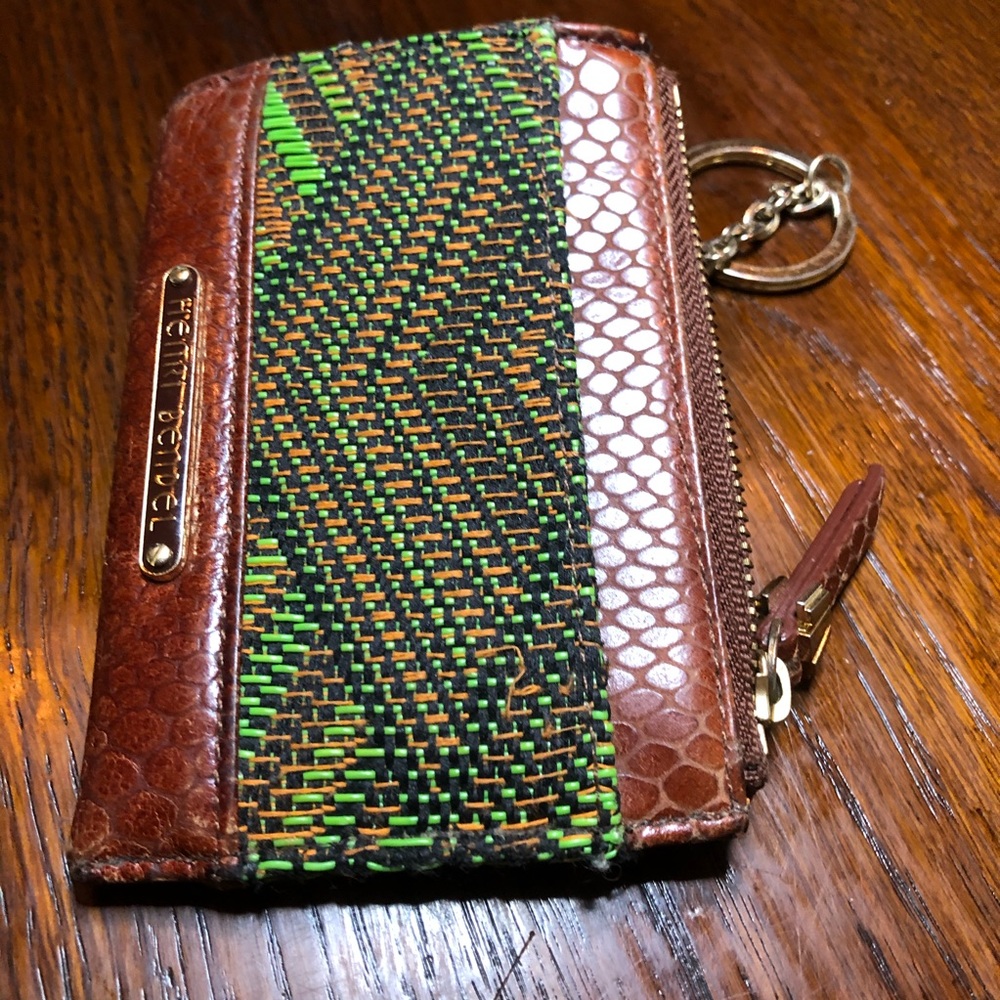 Henri Bendel leather/woven card holder